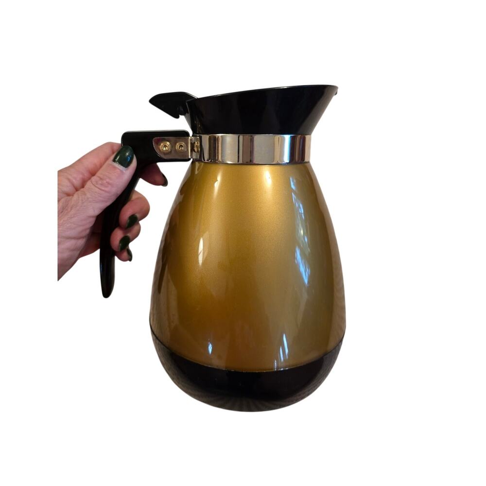 MCM Mid-Century Modern West Bend Thermo-Serv Sparkly Gold and Black Pitcher 60s